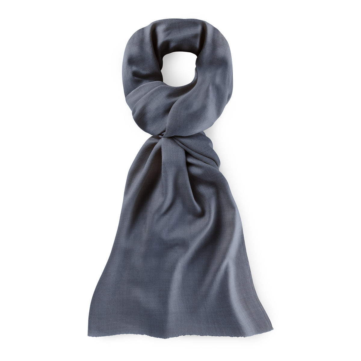 Pashmina cashmere shawl in rock grey, 110 × 220 cm, draped over both shoulders