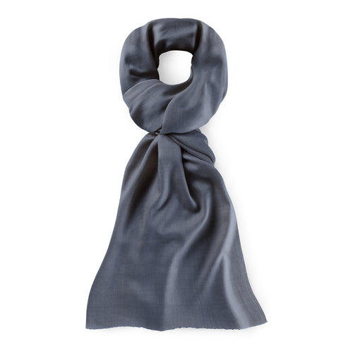 Pashmina cashmere shawl in rock grey, 110 × 220 cm, draped over both shoulders